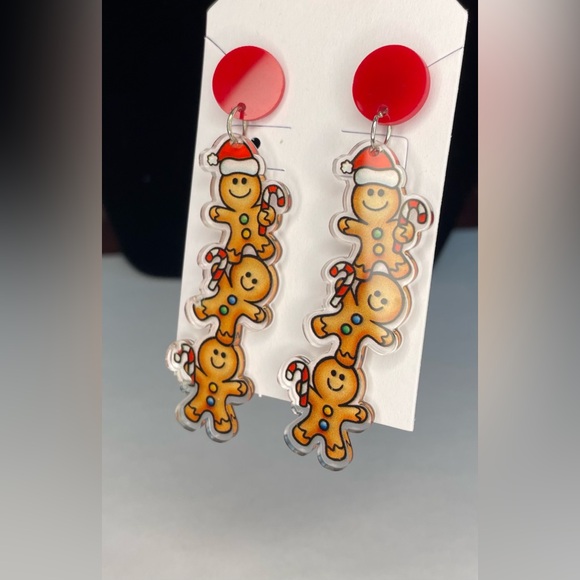 Festive Gingerbread Man Earrings - Picture 3 of 4